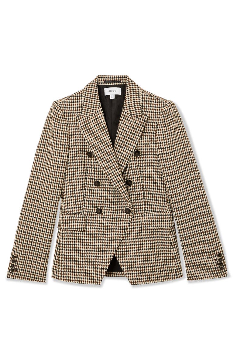 Reiss Hartley Houndstooth Double Breasted Blazer, Alternate, color, Neutral Check