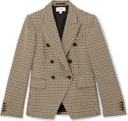 Reiss Hartley Houndstooth Double Breasted Blazer