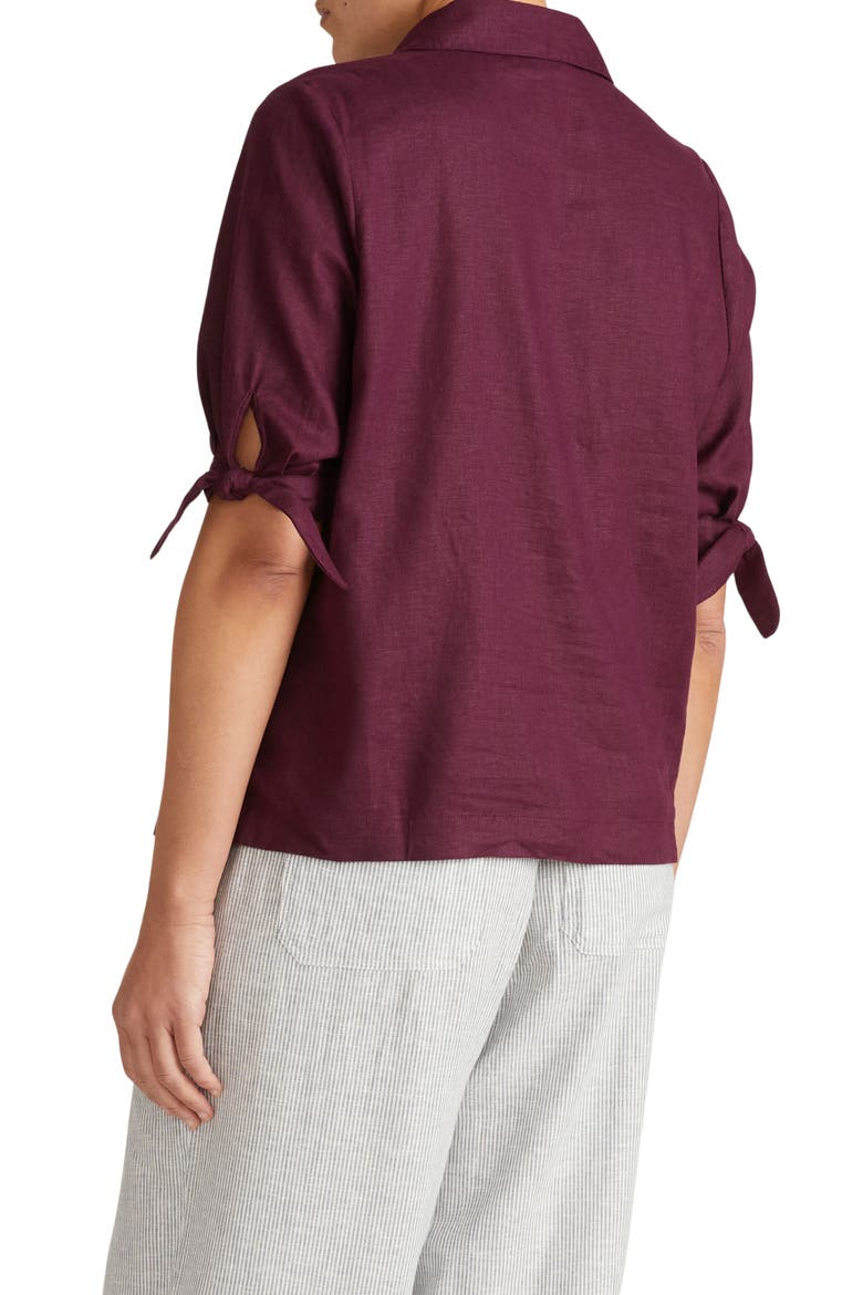 Luisa Linen Blend Button-Up Shirt, Alternate, color, ACAI PURPLE