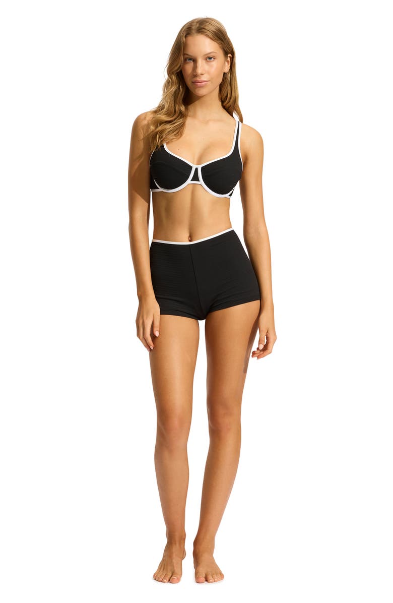 Seafolly Beach Bound Boyleg Swim Shorts, Alternate, color, Black