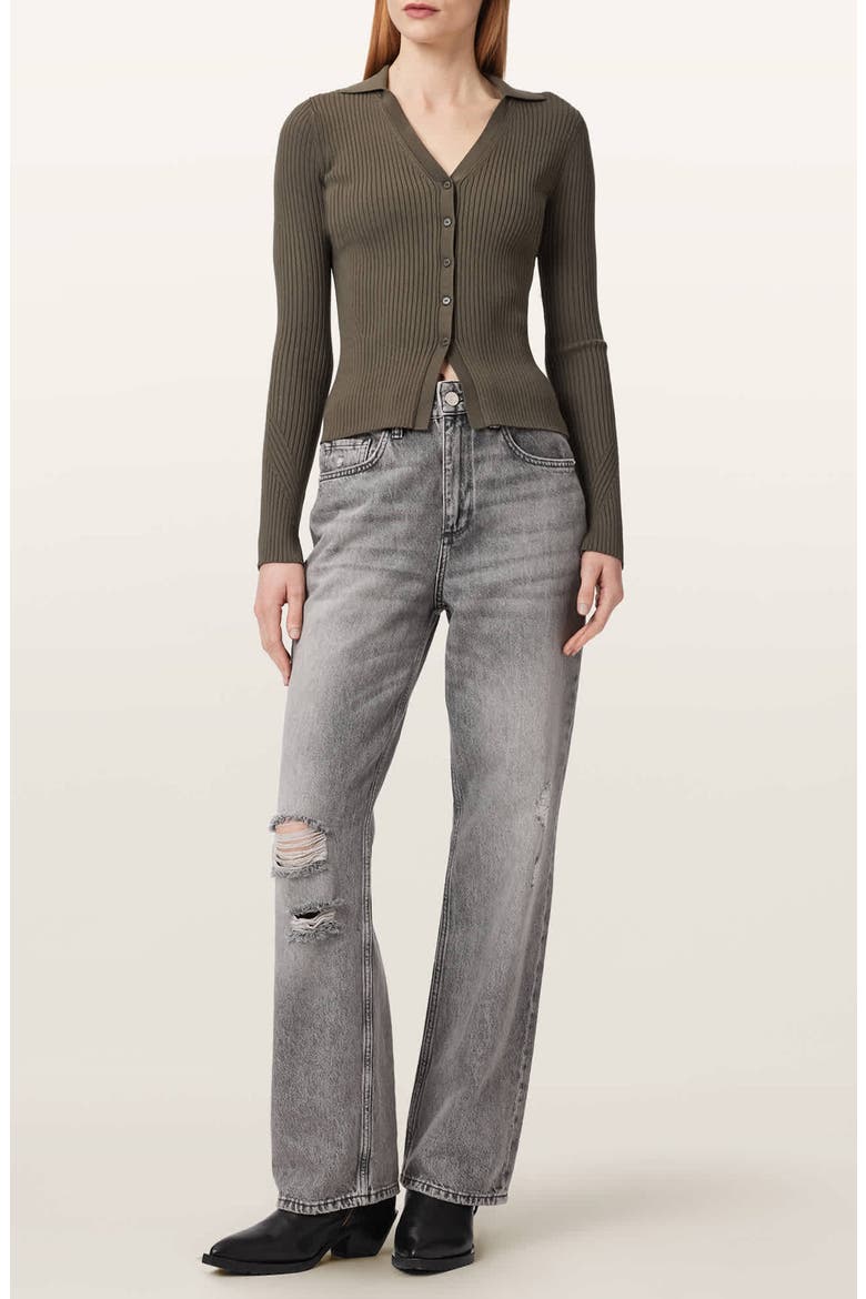 Cruz Ribbed Cardigan, Alternate, color, FOREST GREEN
