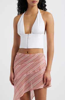 The Coco Plunge Neck Halter Crop Top
