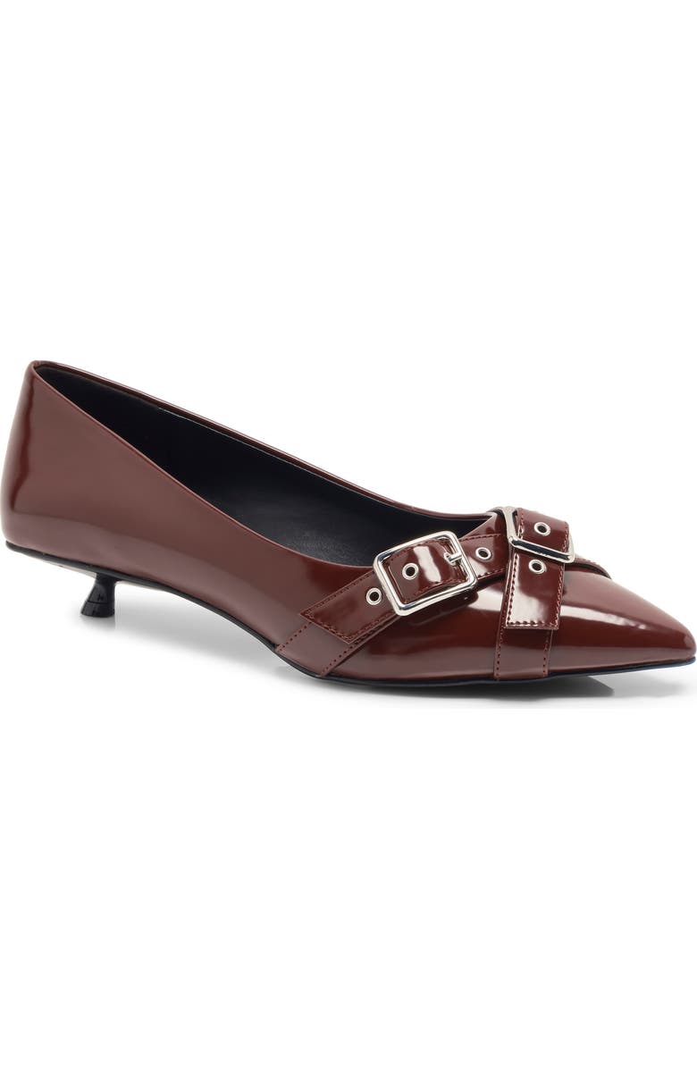 Free People So '90s Pointed Toe Kitten Heel Pump, Main, color, Cabernet Vegan Leather