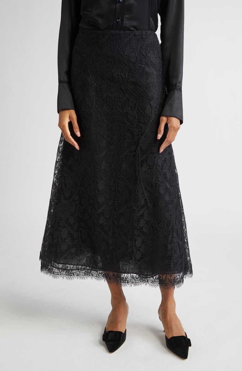 Lela Rose Floral Lace Flared Skirt, Main, color,