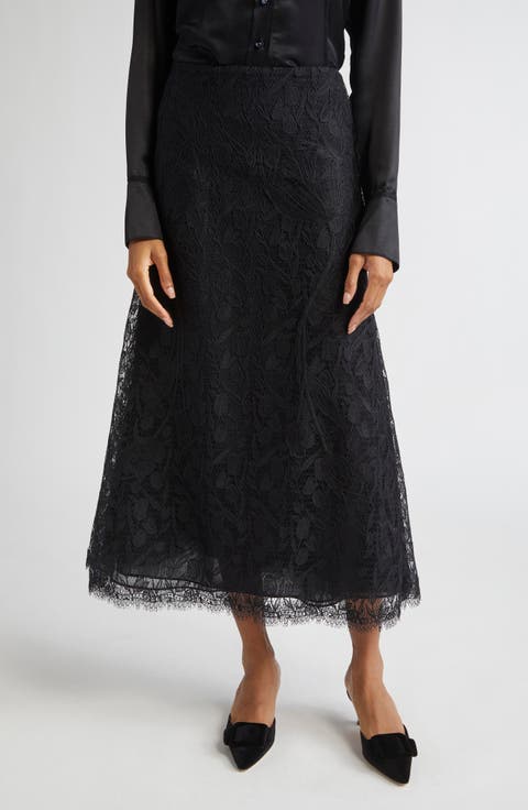 Floral Lace Flared Skirt