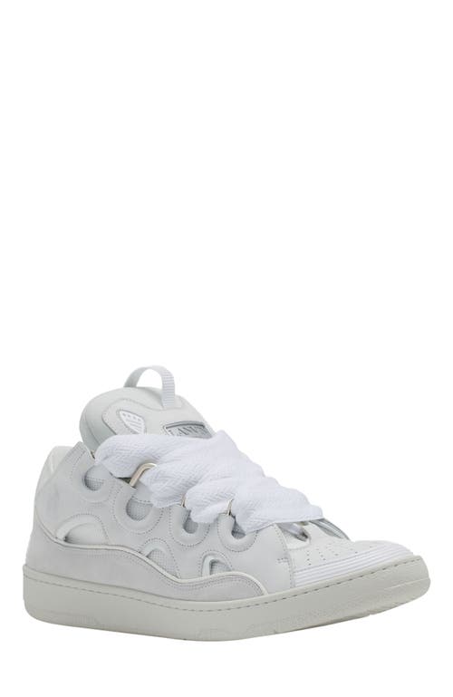 Lanvin Curb Leather Sneakers In White