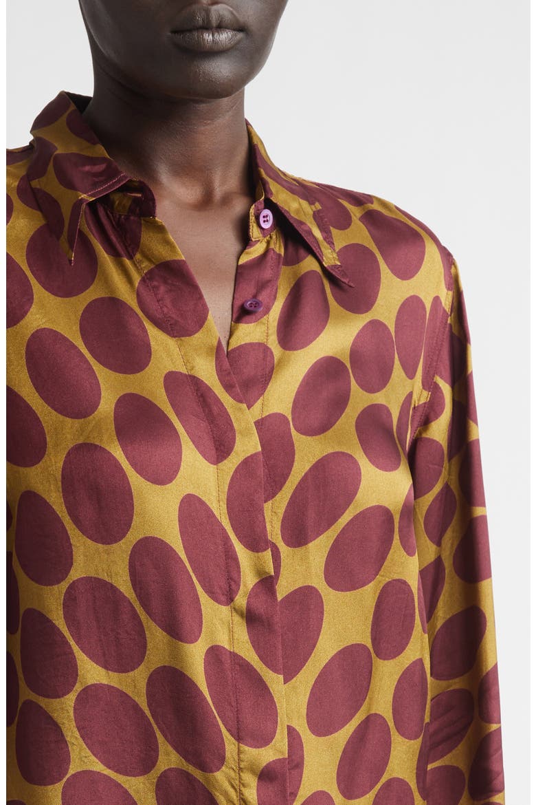 Chowy Fountain of Eggs Print Twill Button-Up Shirt, Alternate, color, CAMEL