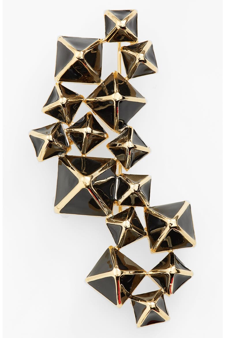 Enamel Pyramid Brooch, Main, color, LIGHT GOLD/ CAVIAR
