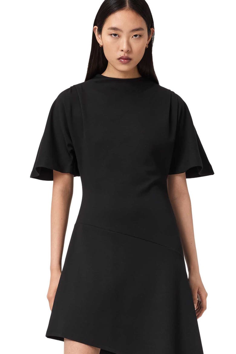 Rosa Asymmetric Minidress, Alternate, color, BLACK