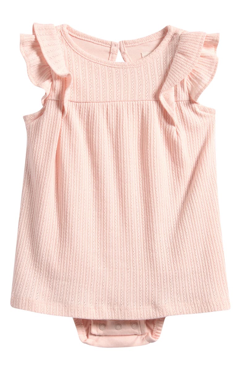Little Planet Ruffle Organic Cotton Blend Skirted Bodysuit, Main, color, Lp Pink