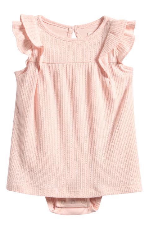 Ruffle Organic Cotton Blend Skirted Bodysuit (Baby)