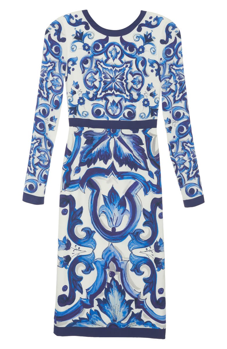 Dolce&Gabbana Majolica Long Sleeve Dress, Alternate, color, 