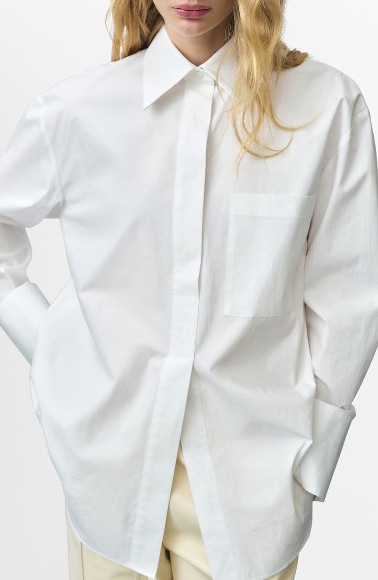 MANGO Oversize Poplin Button-Up Shirt, Main, color, 