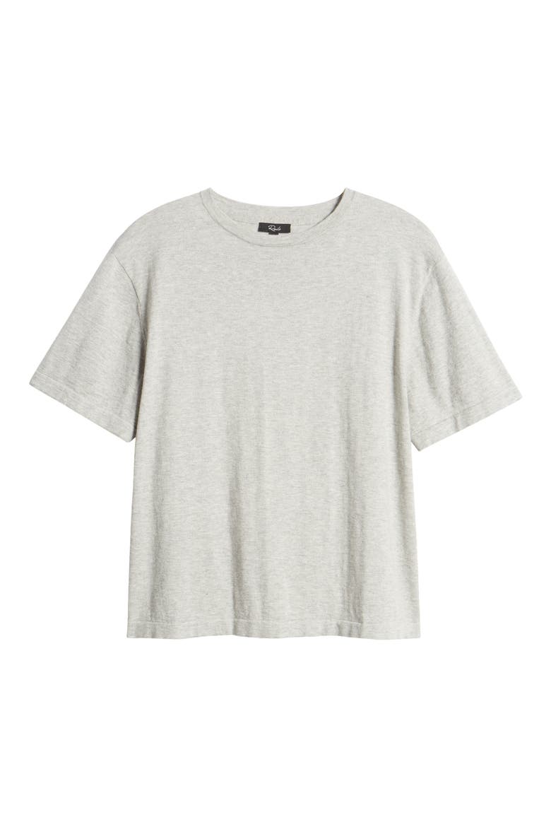 Avery Short Sleeve Cotton & Cashmere Sweater, Alternate, color, HEATHER GREY