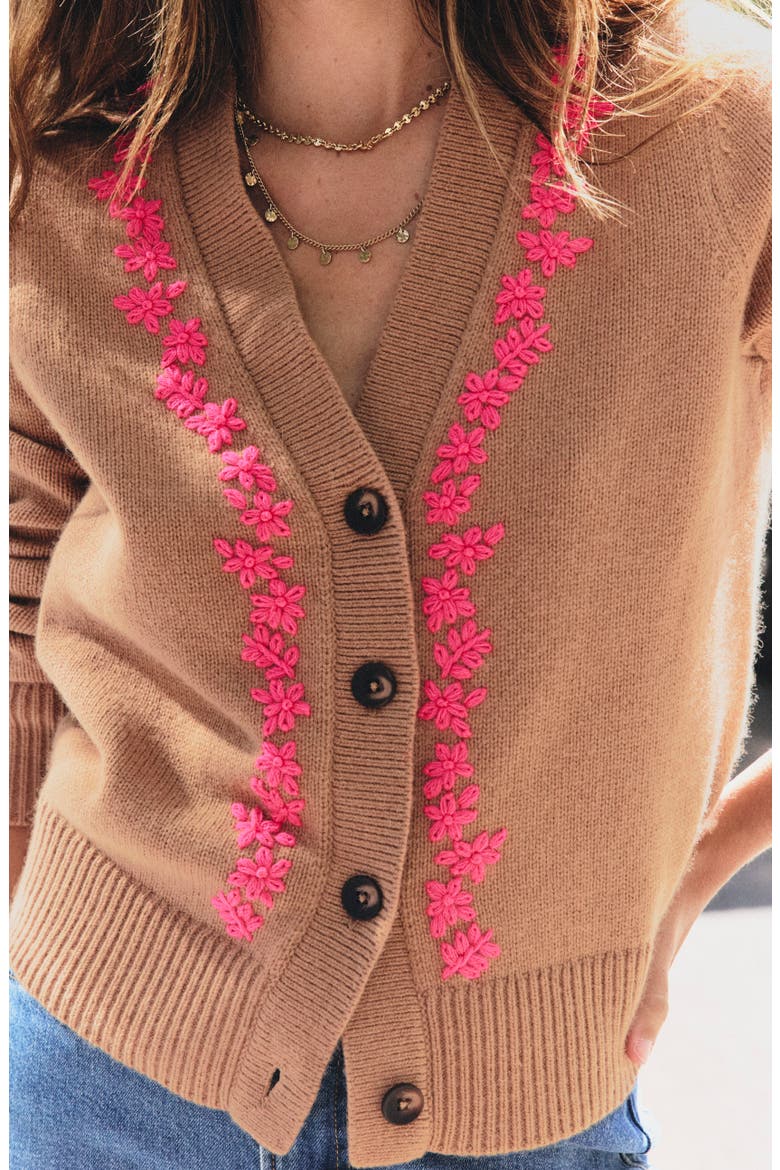 Ella Embroidered Cardigan, Alternate, color, CAMEL, EMBROIDERY