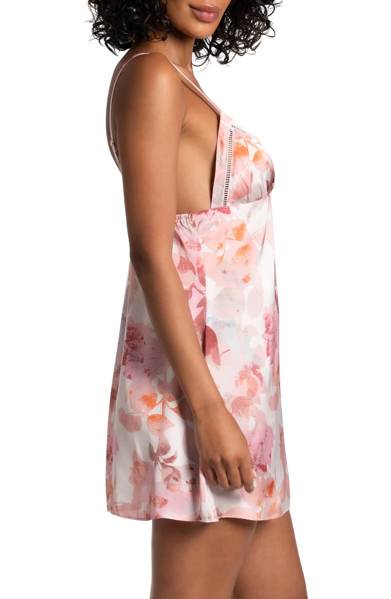 Midnight Bakery Marion Print Ladder Trim Satin Chemise, Alternate, color, 