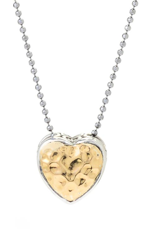 Two-Tone Heart Pendant Necklace