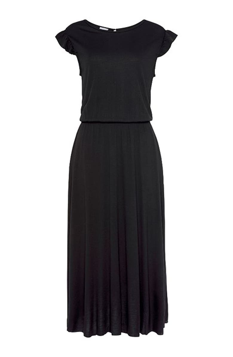 LASCANA Women's Flutter Sleeve Dress, Alternate, color, Black