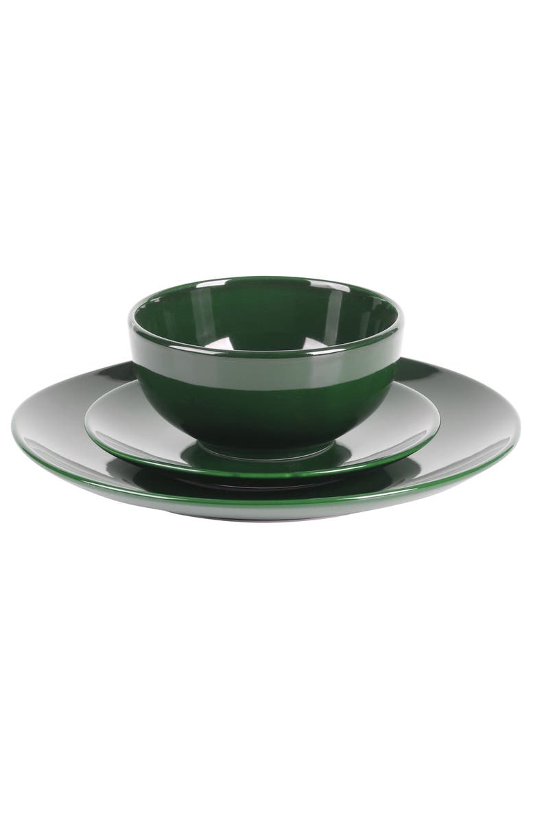 Gibson Simply Essential Coupe 12 Piece Round Stoneware Dinnerware Set, Alternate, color, Green