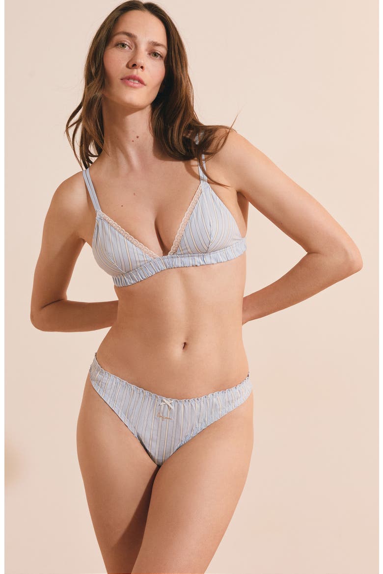 Benicio Day Striped Cotton Thong, Alternate, color, BLEU CIEL