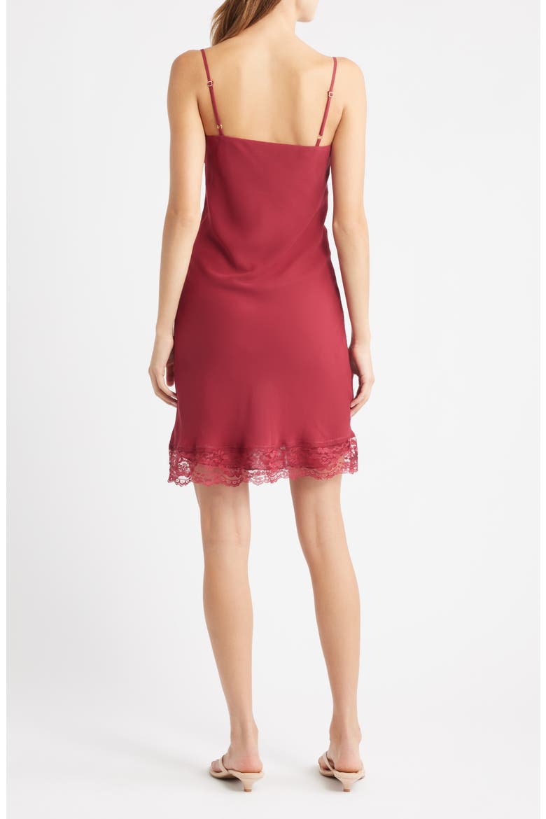 Taylah Lace Trim Mini Slipdress, Alternate, color, BURGUNDY