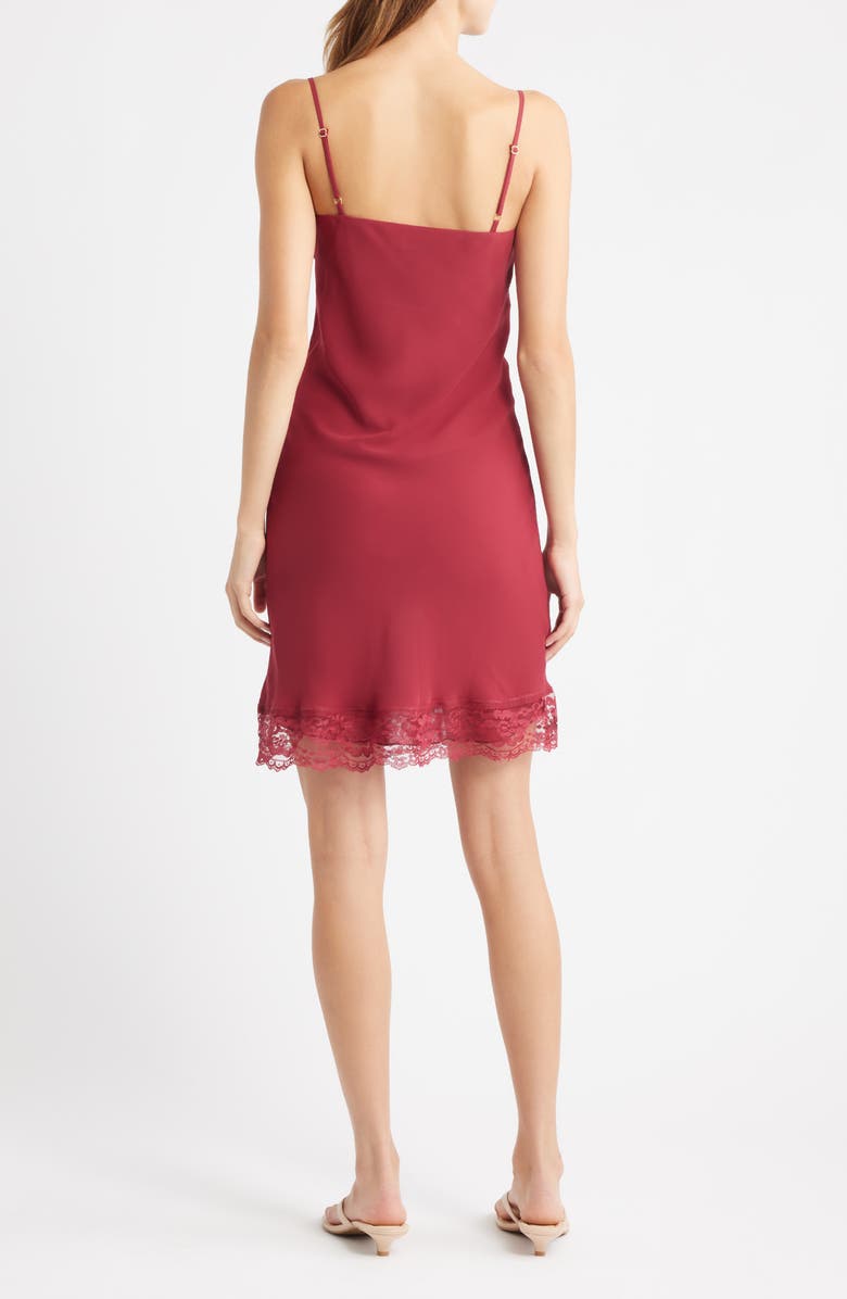Bella Venice Taylah Lace Trim Mini Slipdress, Alternate, color, Burgundy