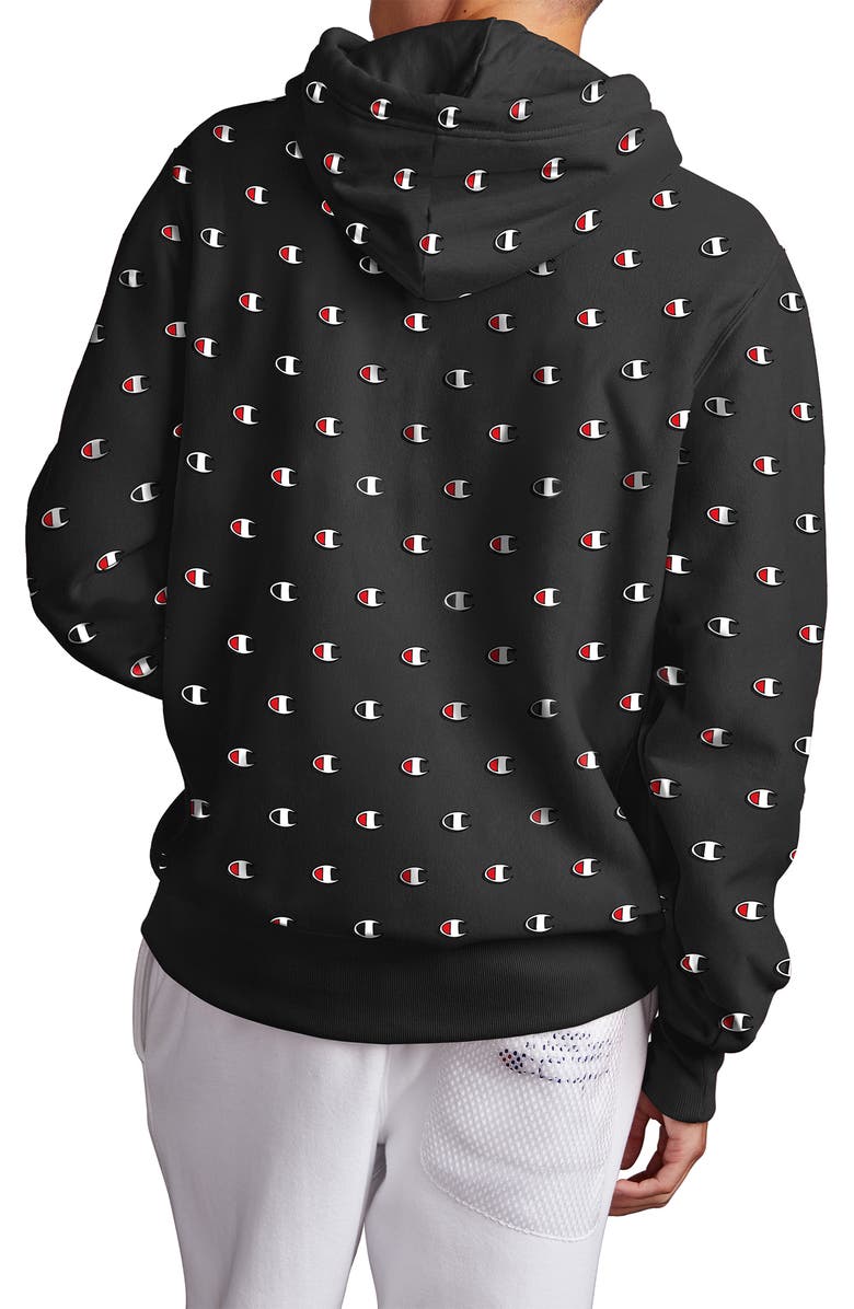 Champion Logo Print Hooded Sweatshirt, Alternate, color, 