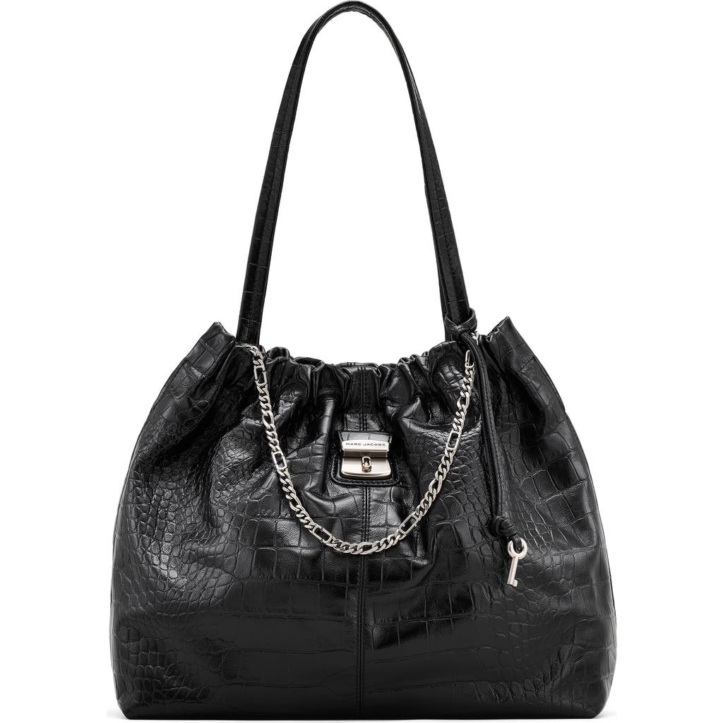 Marc Jacobs The Croc Cristina Leather Tote In Black