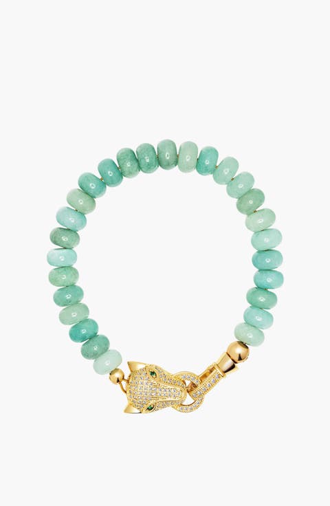 Amazonite Bracelet With Panther Head