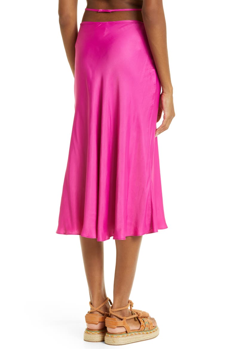 Satin Midi Skirt, Alternate, color, PINK