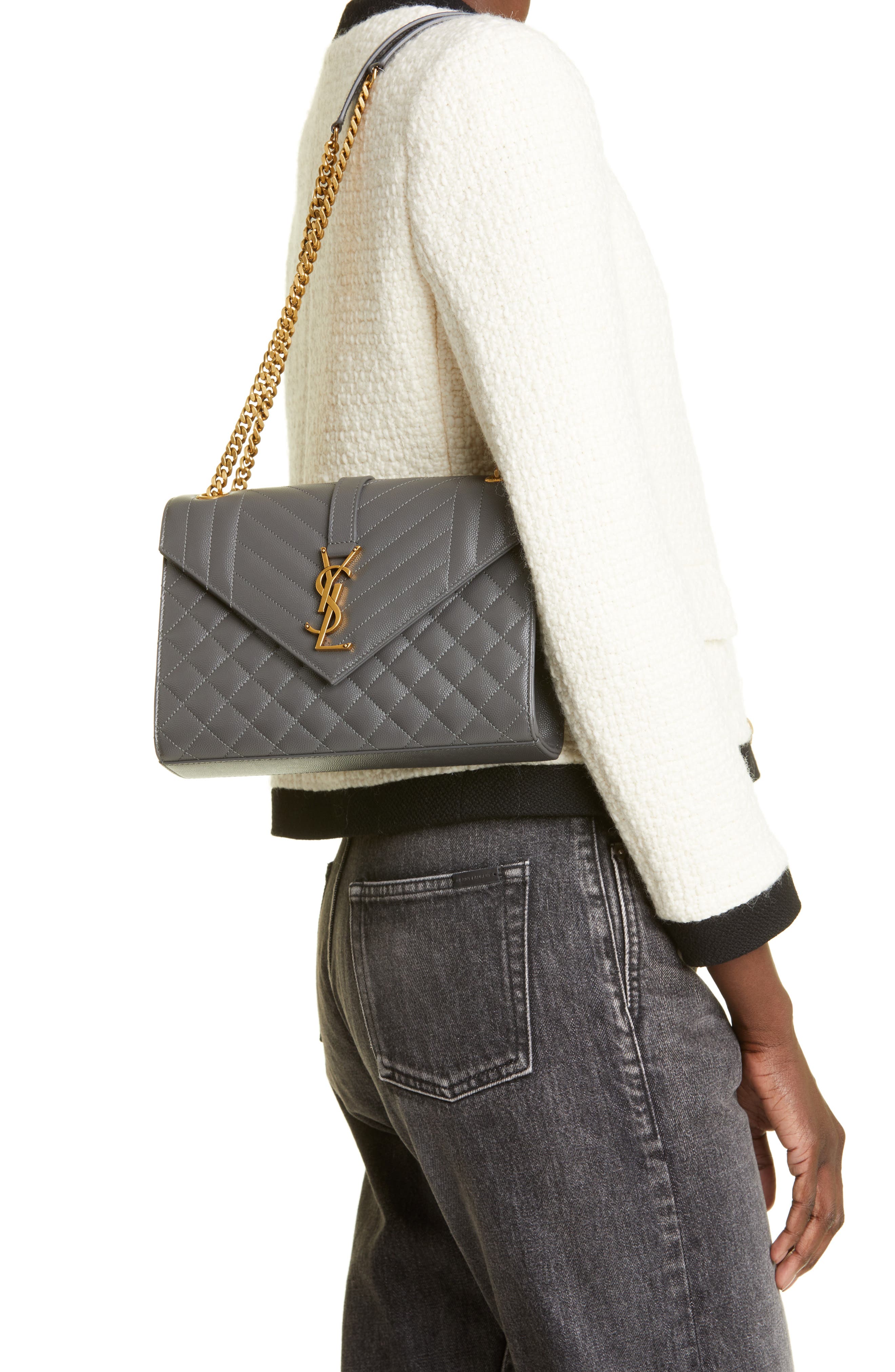 Saint Laurent Medium Cassandra Envelope Bag, Alternate, color, 