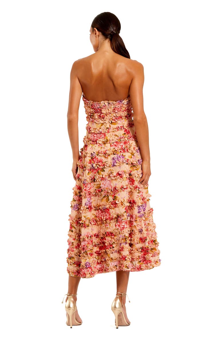 Mac Duggal Strapless Ankle Ruffle Cotton Dress, Alternate, color, Pink Multi