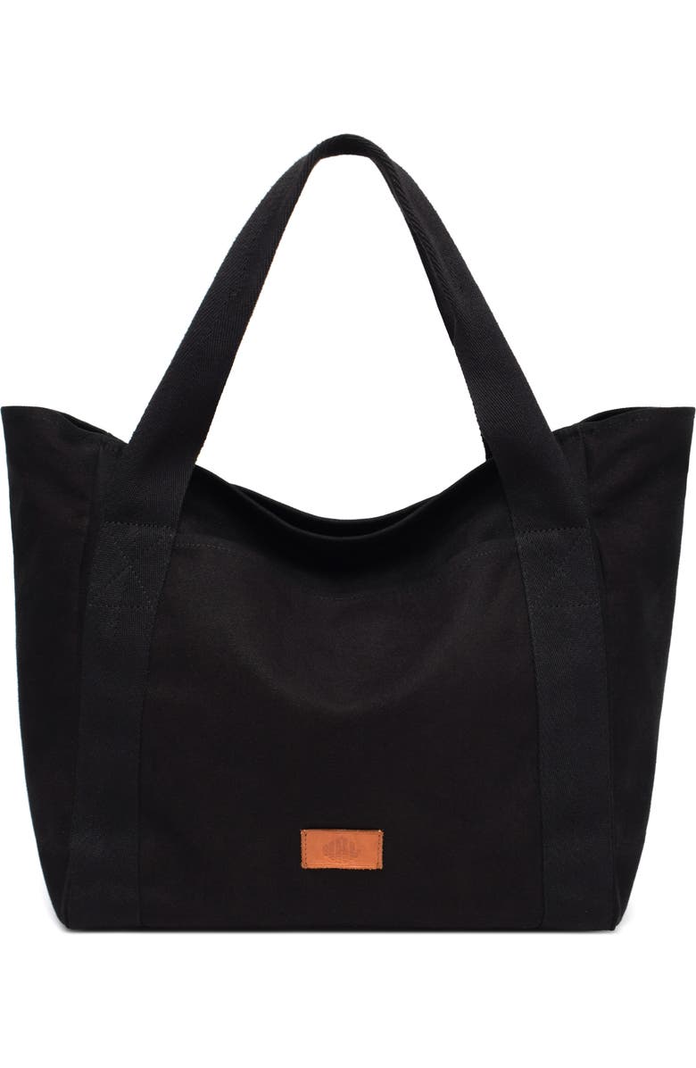New Amsterdam Leatherworks Liliana Large Canvas Tote Bag, Main, color, Black