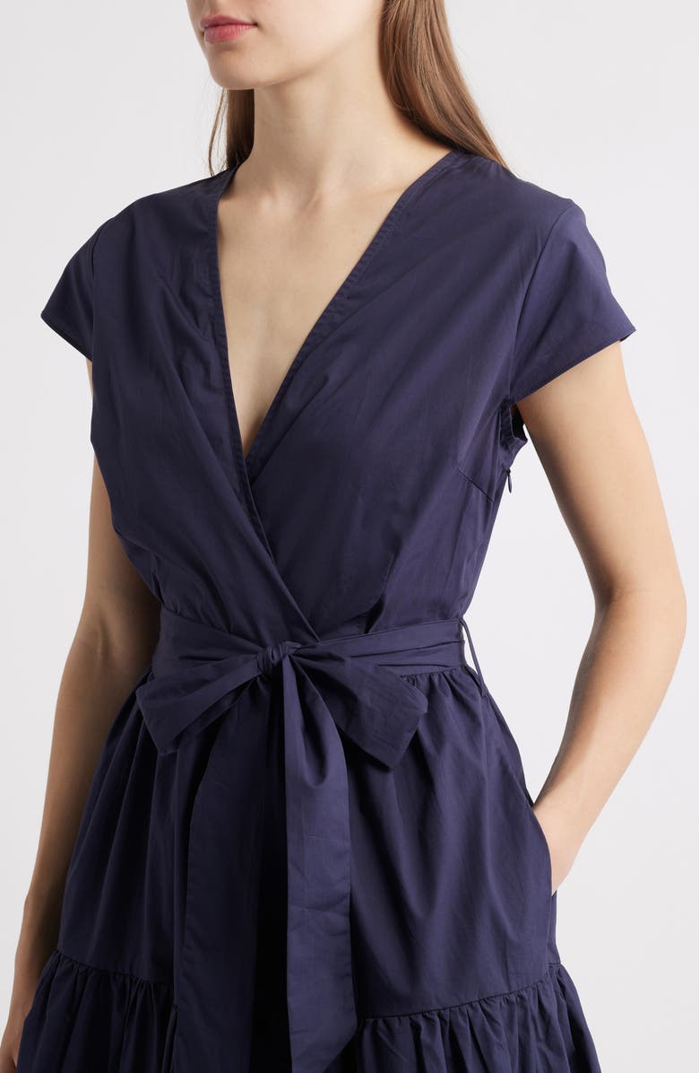 Brave+True Posey Wrap Front Tiered Cotton Dress, Alternate, color, Navy