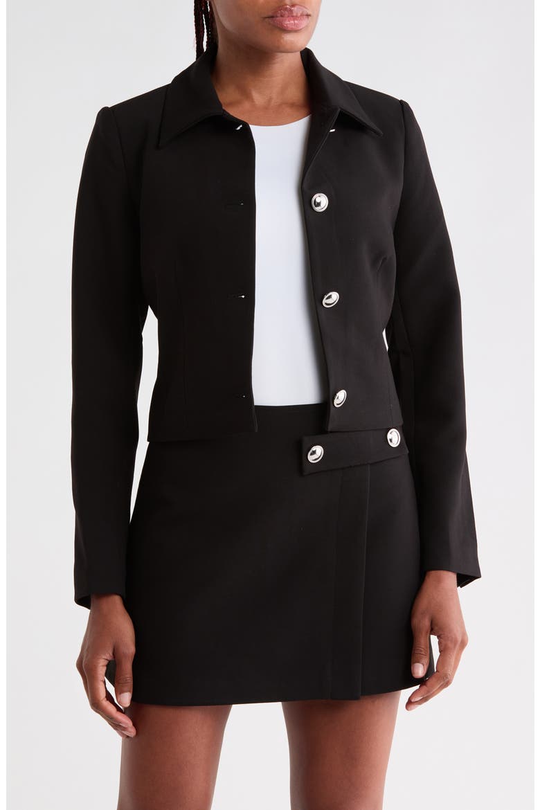 Buttoned Cropped Jacket, Main, color, BLACK