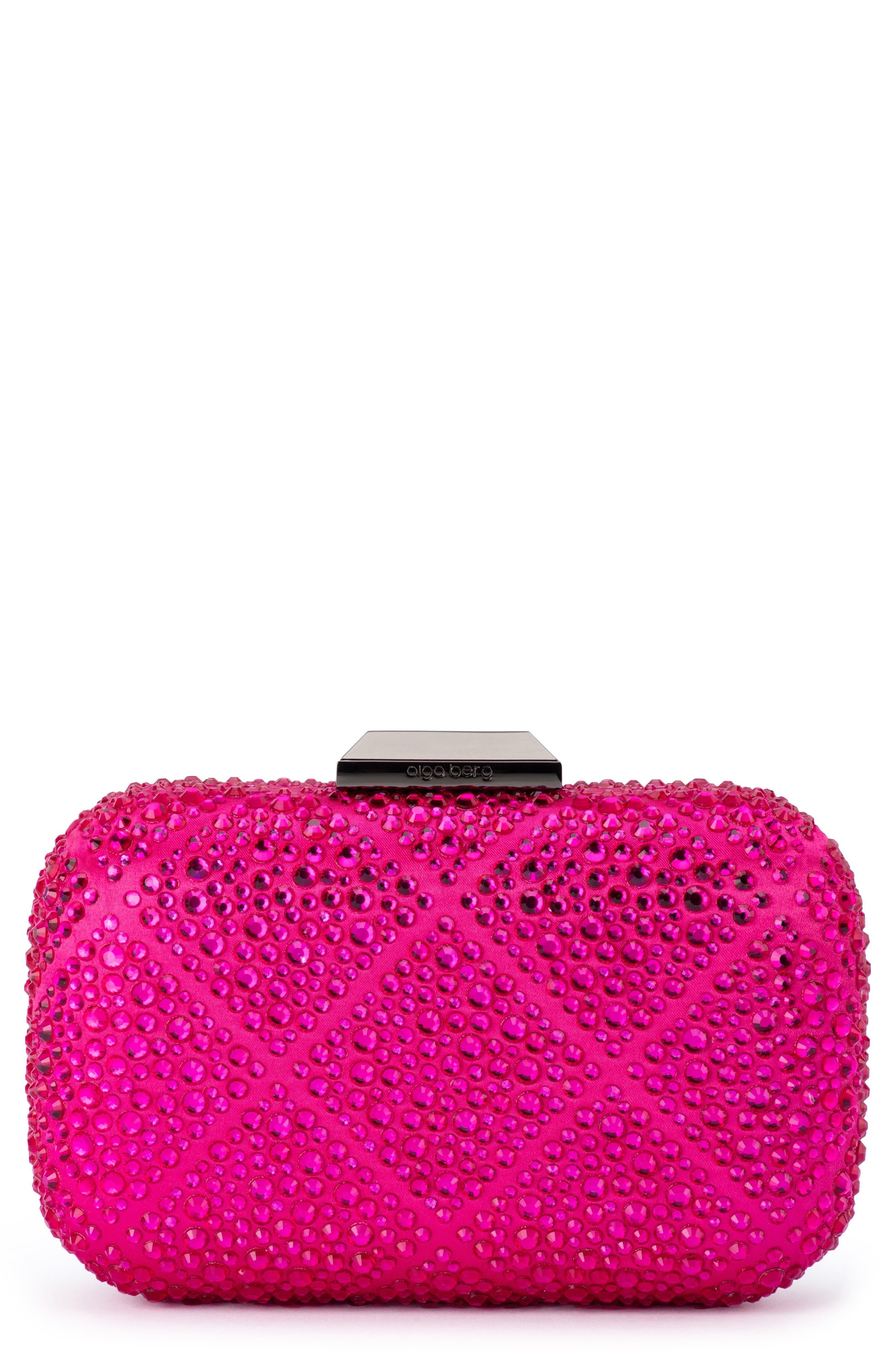 Olga Berg Keren Crystal Hotfix Frame Clutch
