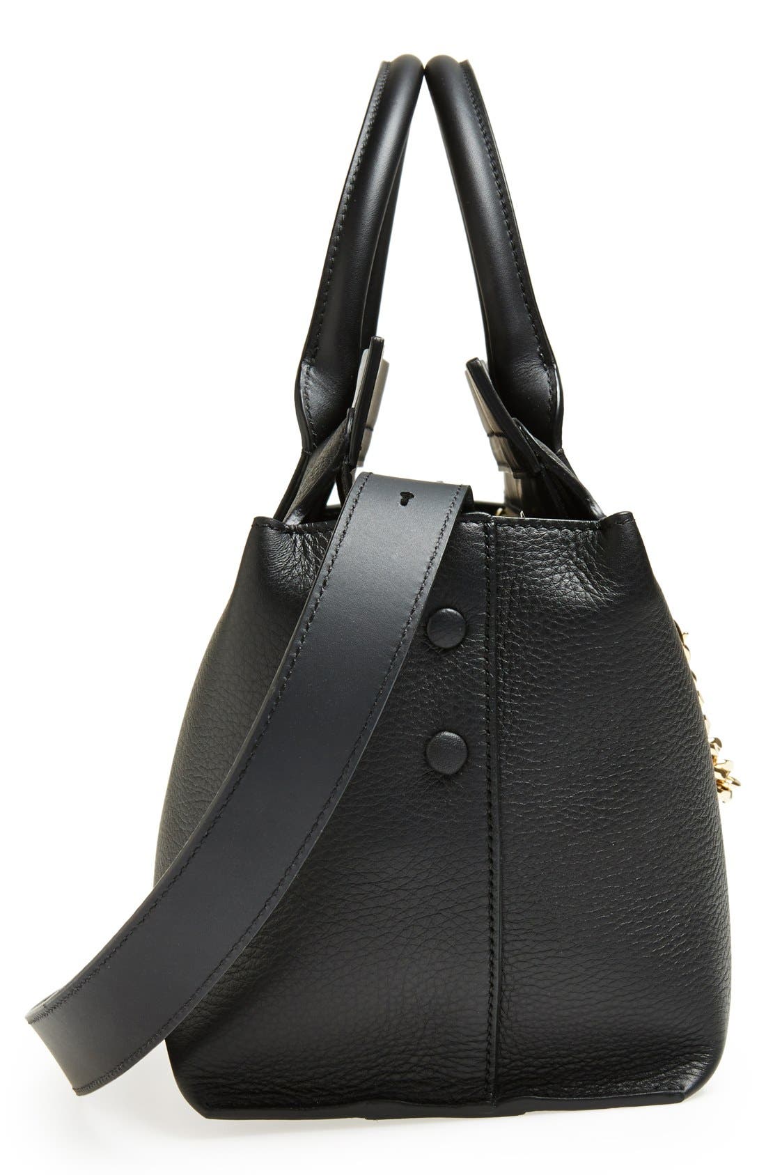 'Small Cate' Leather Satchel, Alternate, color, BLACK