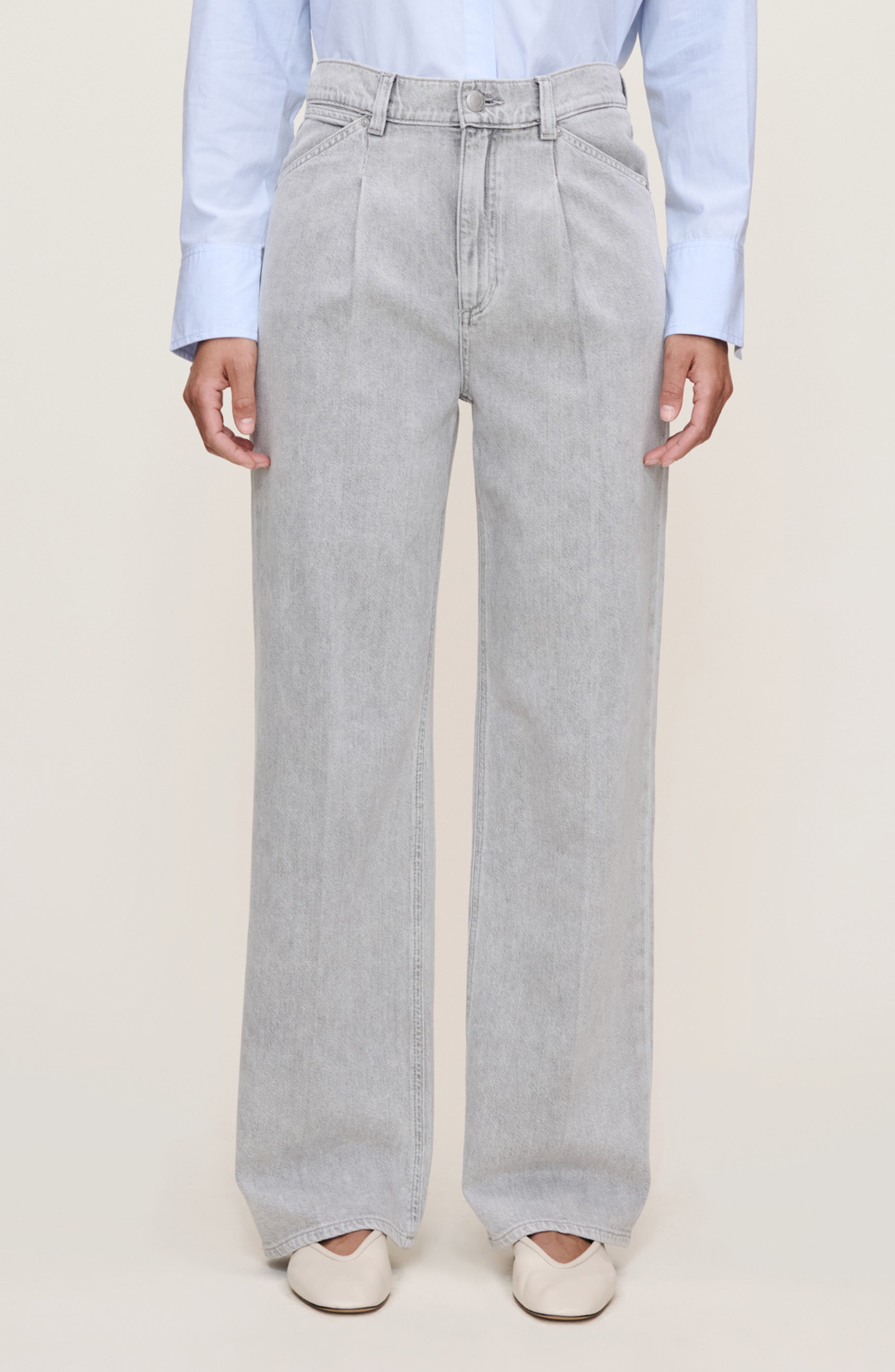 DL1961 Casie Pleated Mid Rise Wide Leg Jeans