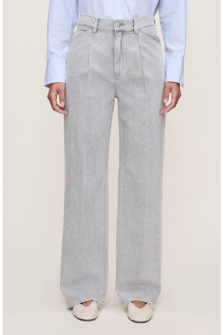 Casie Pleated Mid Rise Wide Leg Jeans, Main, color, LIGHT STORM CLOUD