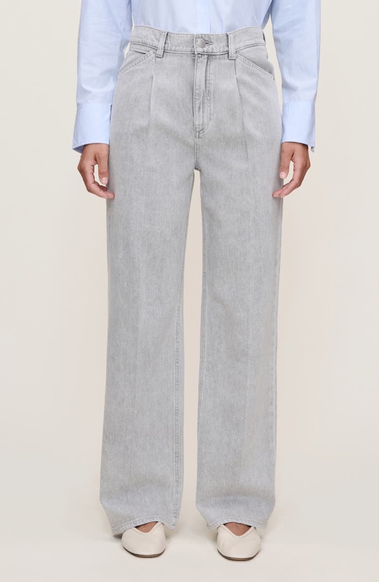 DL1961 Casie Pleated Mid Rise Wide Leg Jeans, Main, color, Light Storm Cloud