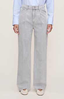 Casie Pleated Mid Rise Wide Leg Jeans