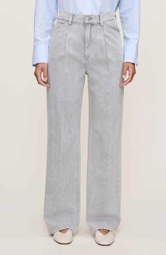 Casie Pleated Mid Rise Wide Leg Jeans