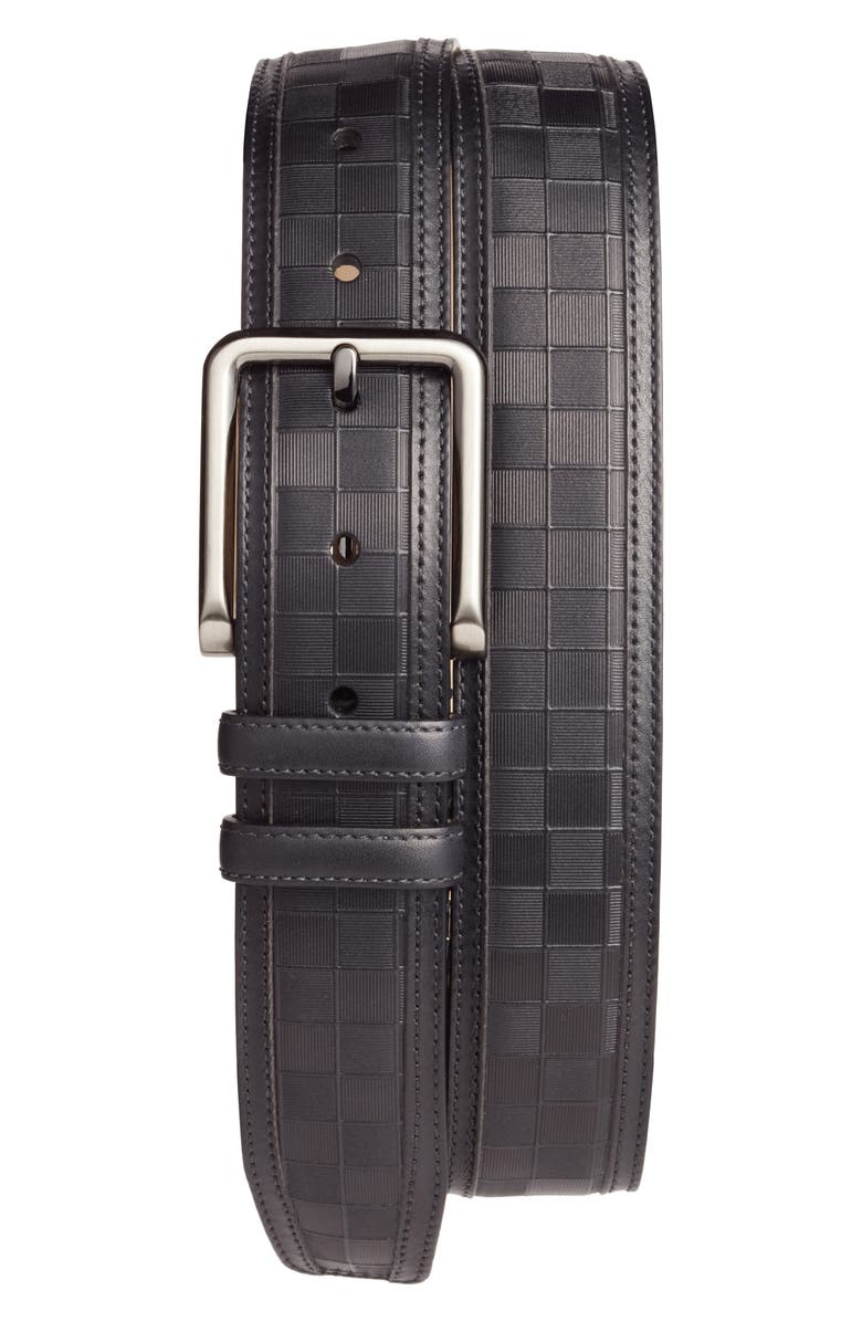 Mezlan Check Leather Belt, Main, color,