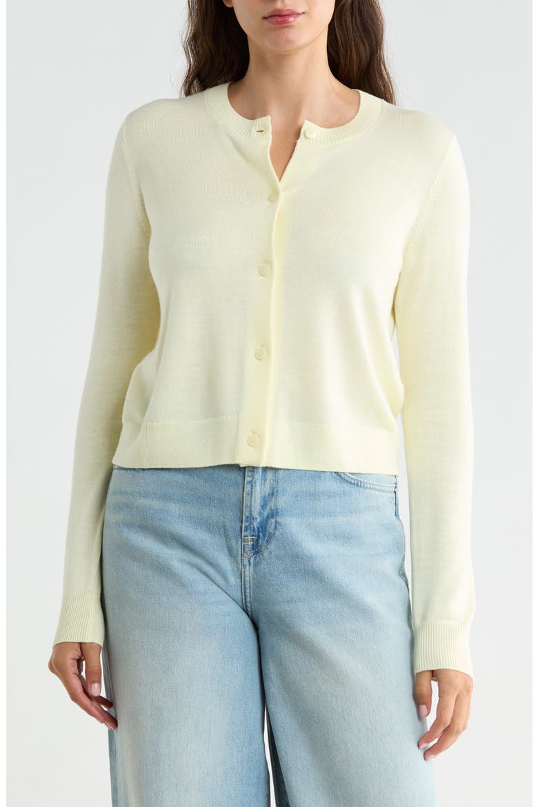 Eris Button Front Crop Cardigan, Main, color, LEMON DROP YELLOW