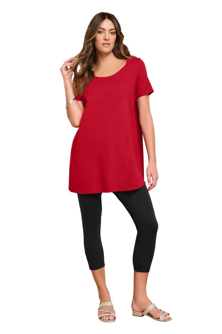 Plus Size Cotton Ultimate Scoopneck Swing Tunic, Main, color, CLASSIC RED