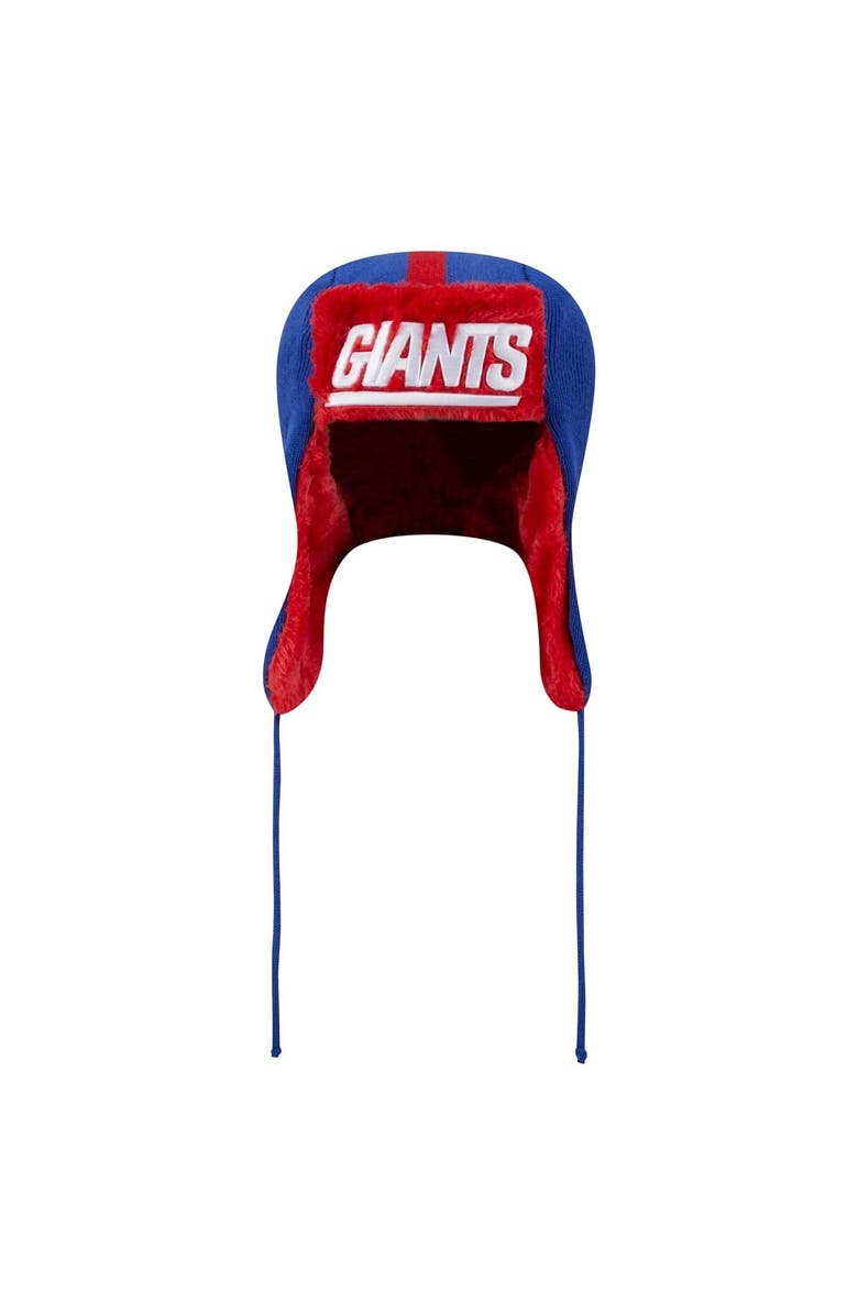 New Era Men's New Era Royal New York Giants Helmet Head Trapper Knit Hat, Alternate, color, Royal