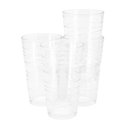 Gibson Home 4 Piece 16 Ounce Swirl Glass Tumbler Set In Transparent
