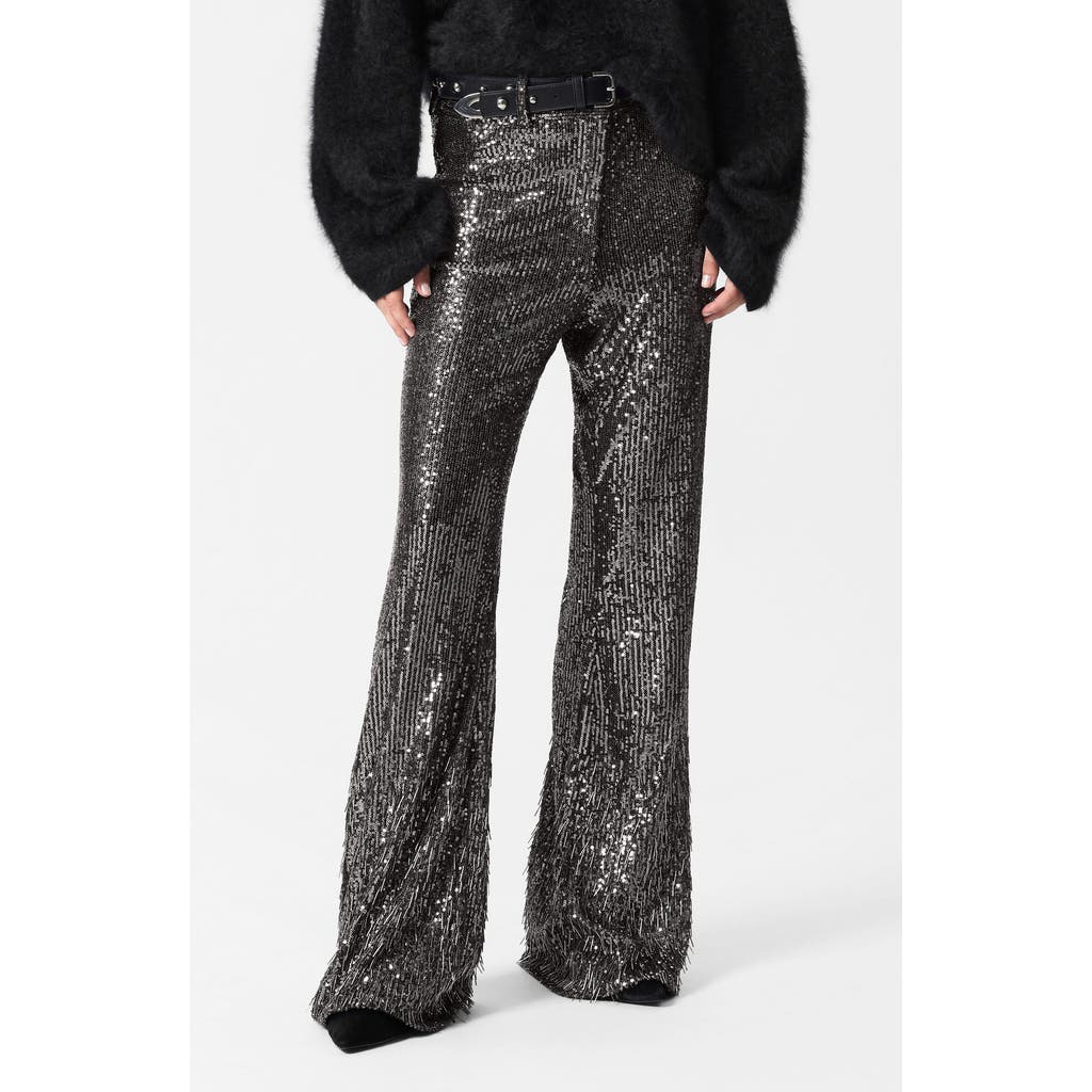 & Other Stories Sequin Flared Pants In Grey Dark