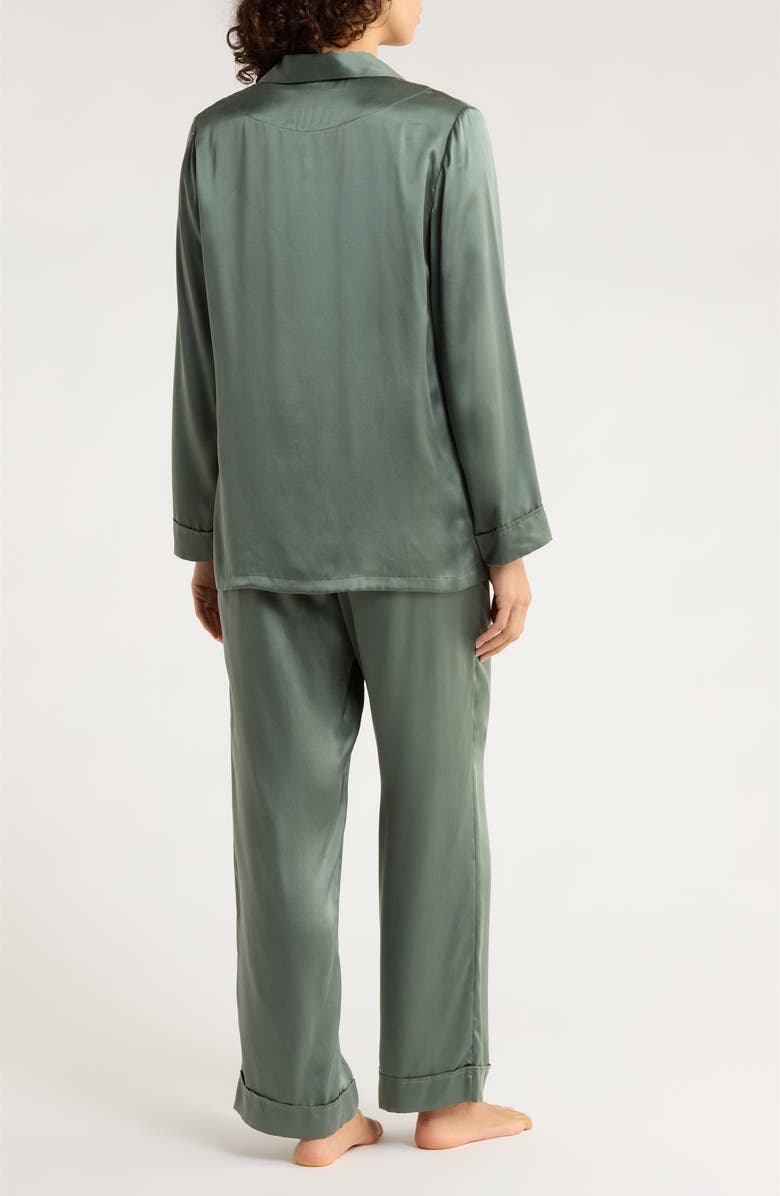 Papinelle Audrey Washable Mulberry Silk Pajamas, Alternate, color, Moss