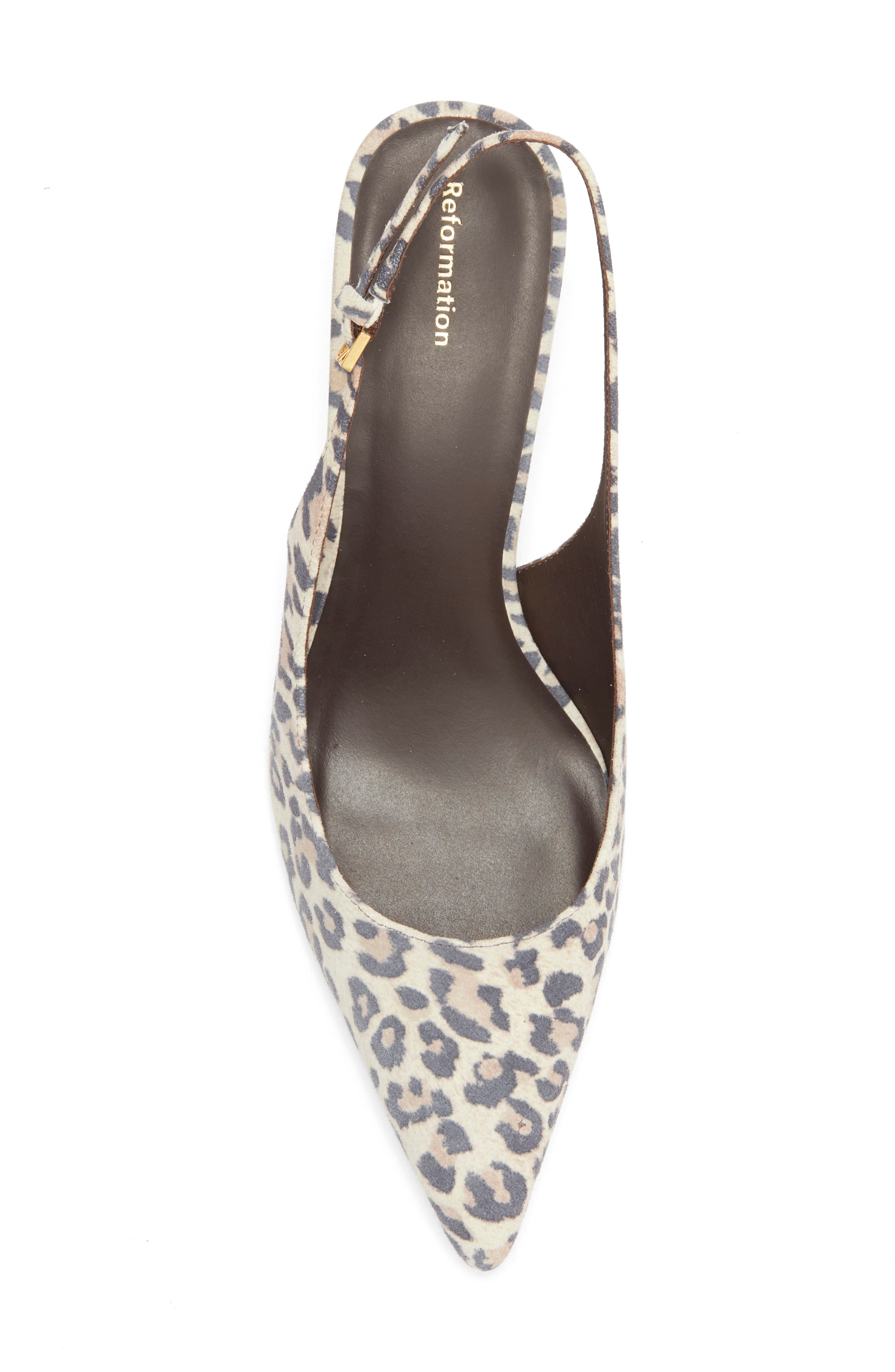 Reformation Wrenley Pointed Toe Slingback Pump, Alternate, color, Leopard Suede